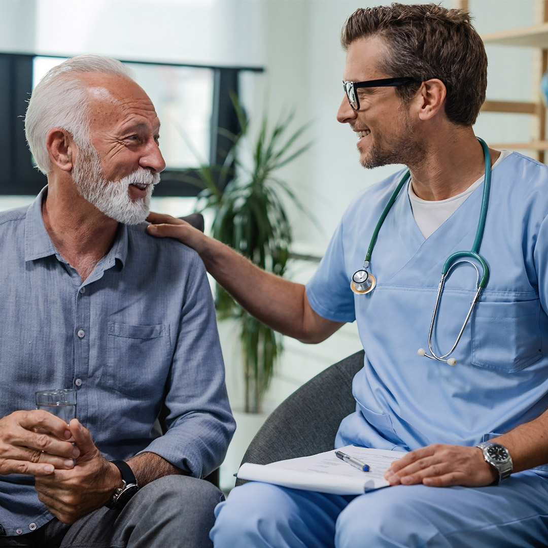 healthcare worker with senior male patient